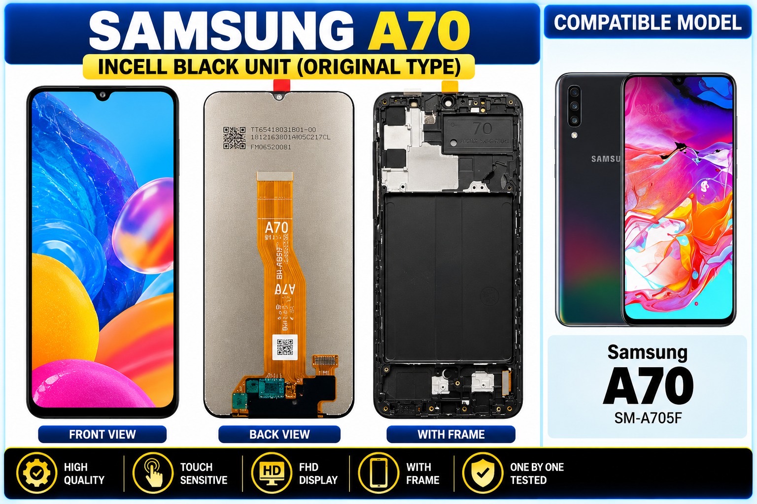 SAMSUNG A70 INCELL BLACK UNIT