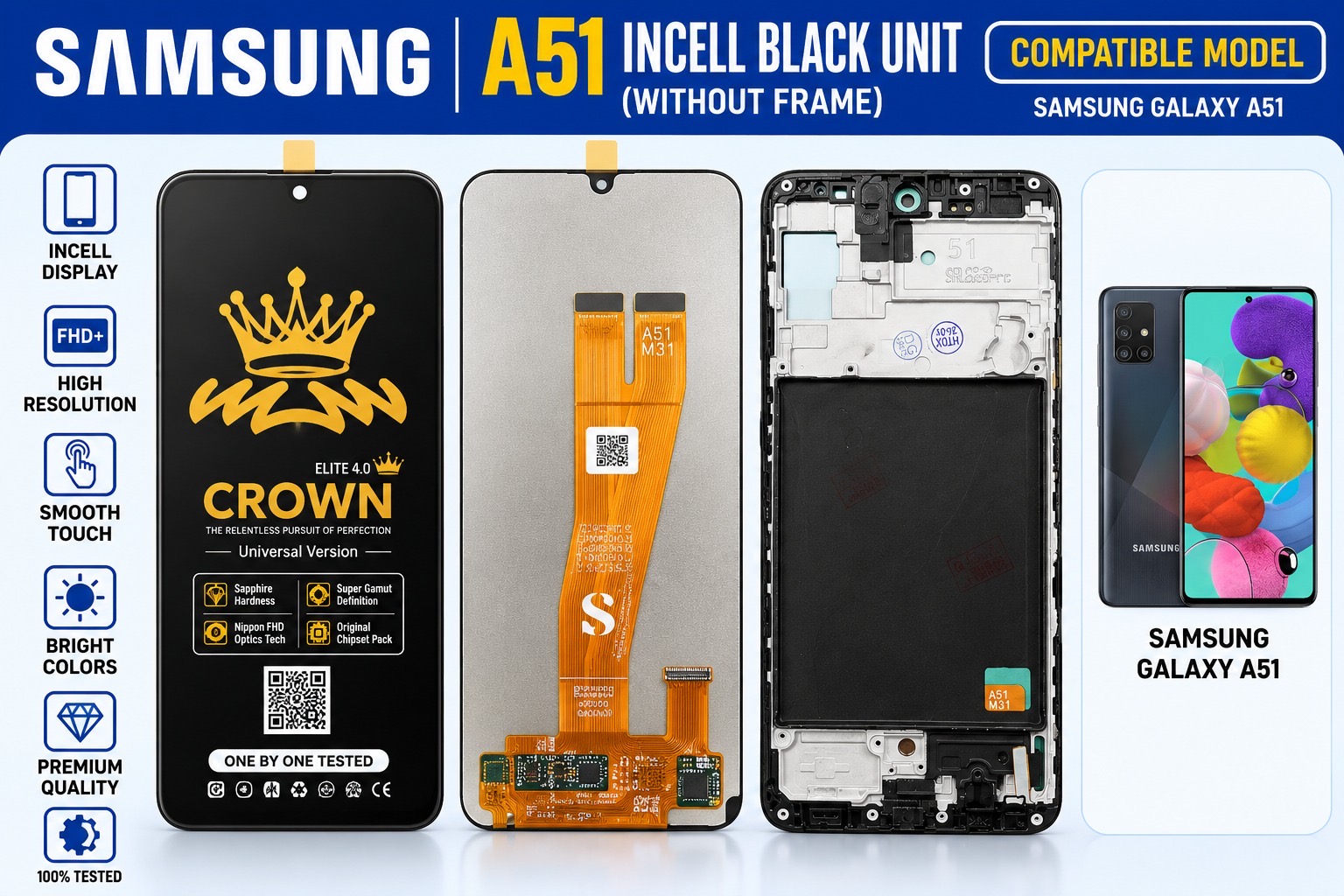 SAMSUNG A51 INCELL BLACK UNIT
