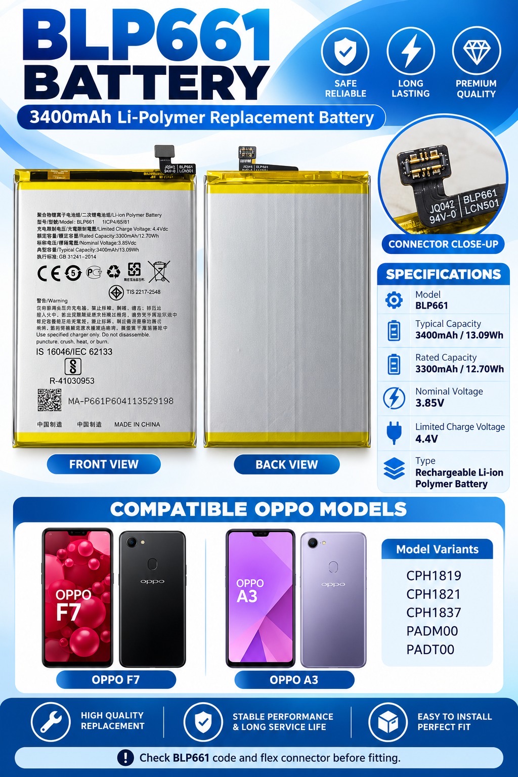 OPPO BLP661 / F7 3400mAh BATTERY